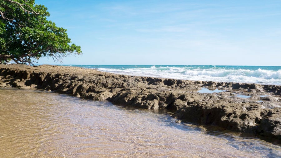 View of a rocky shoreline in Puerto Rico