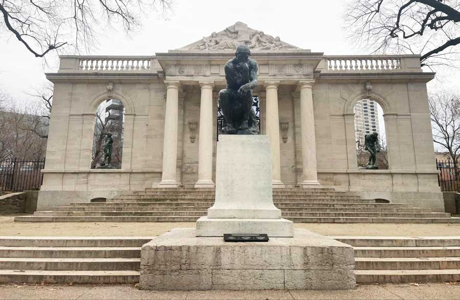 A sculpture at the entrance of Rodin Museum