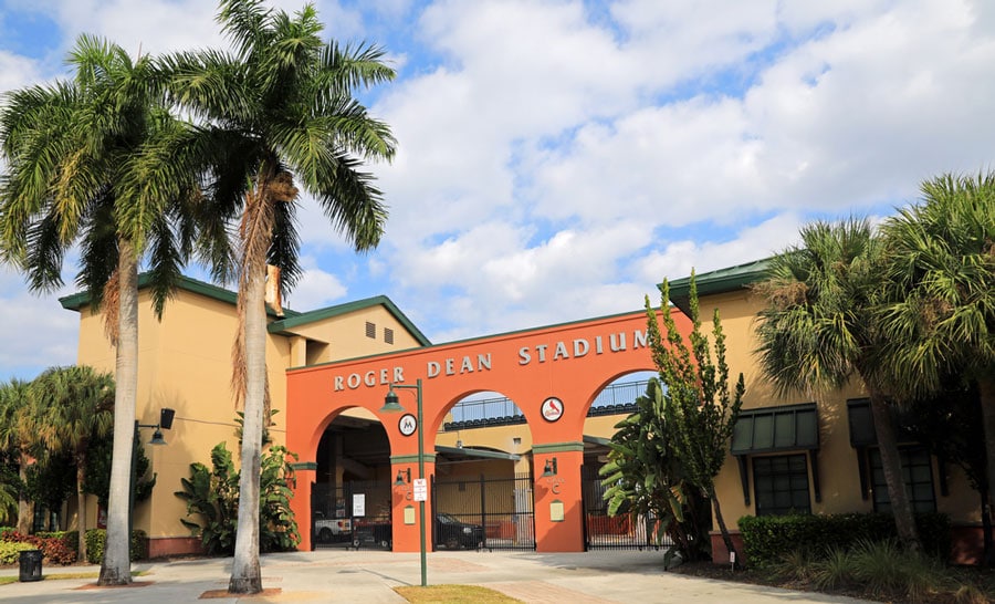 View of the Roger Dean Chevrolet Stadium entrance