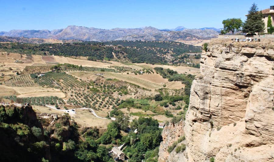 Mesmerizing view above of the landscape of the Spanish village of Ronda.