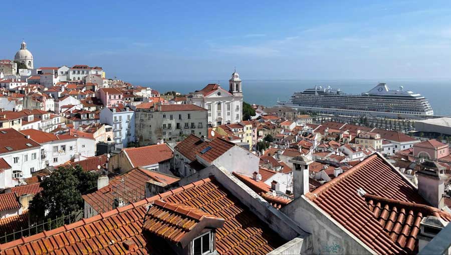View of the red roofs of the houses in San Miguel Island