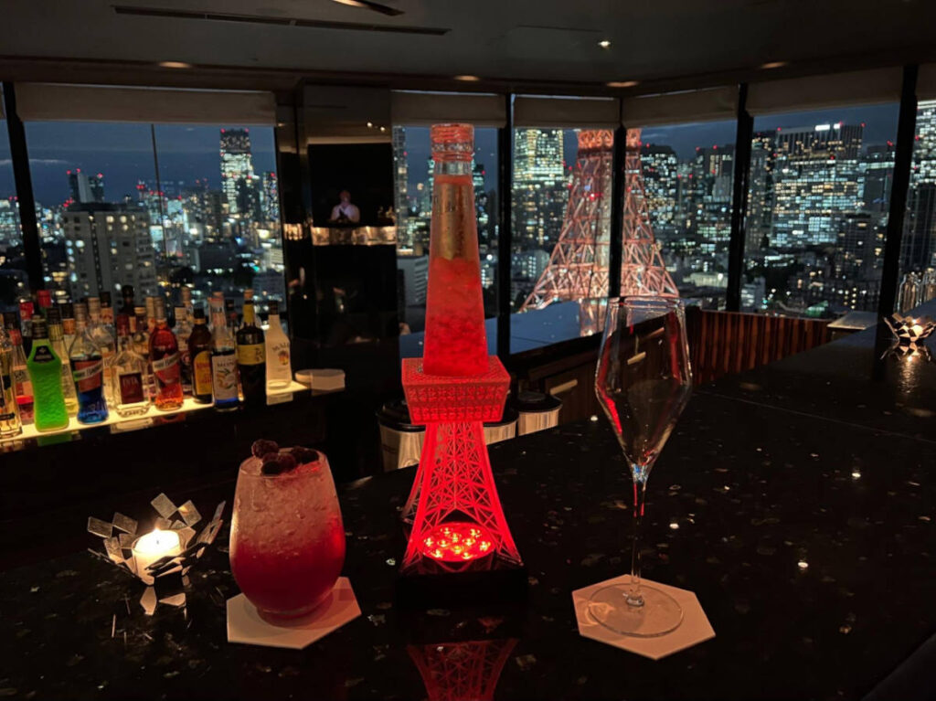 View at the rooftop bar in Prince Park Tower Tokyo Hotel