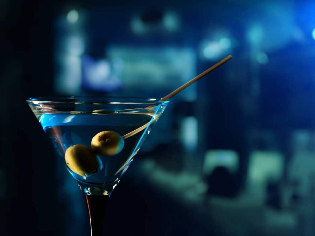 A glass of Martini at the Rooftop Exchange Place