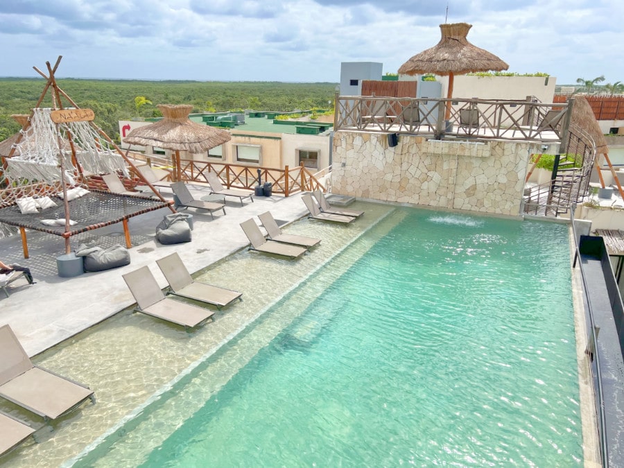 View of the rooftop pool at Naala Tulum