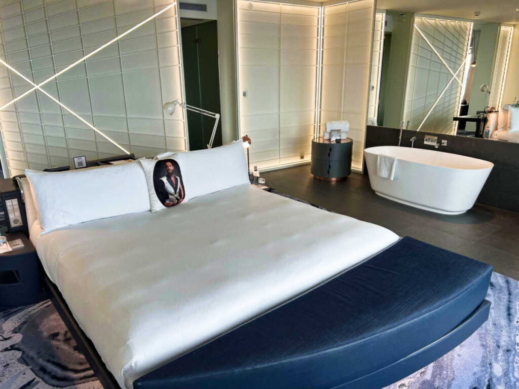 View inside the stylish room of W Barcelona Hotel