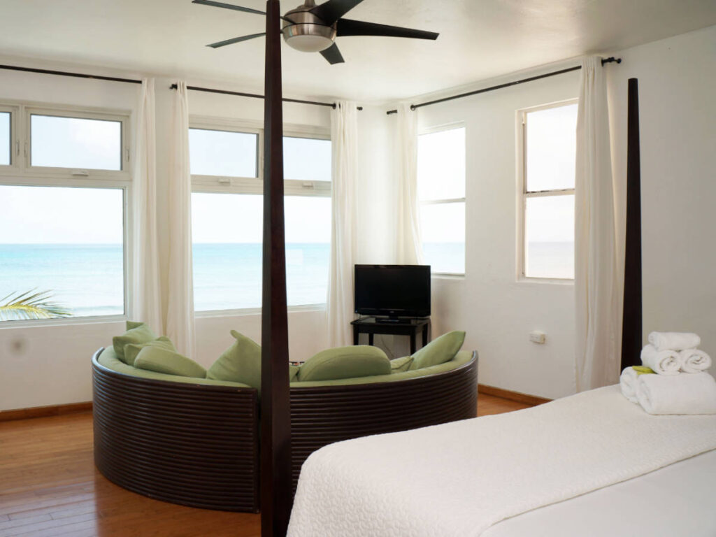 View of the beach from a room in Bravo Beach Hotel