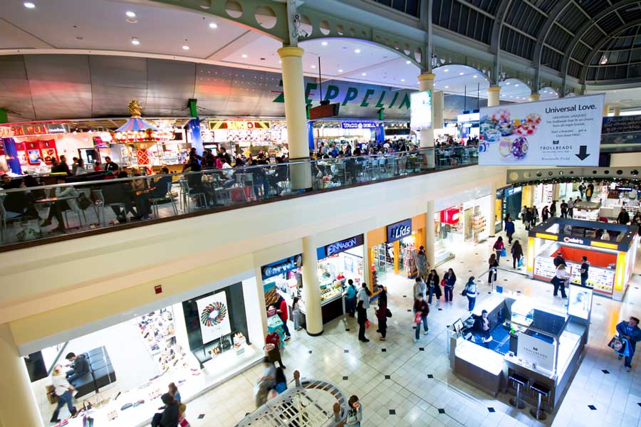People inside the Roosevelt Field Mall