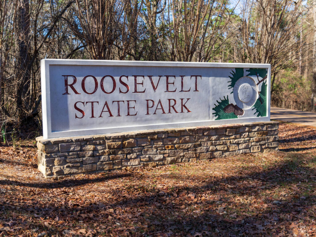 The Roosevelt State Park signage at the entrance of the park