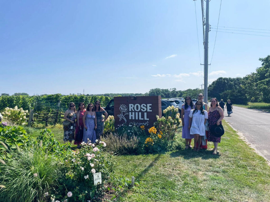 The author, Niamh Hayes with her friends during their visit at Rose Hill Vineyards in Mattituck