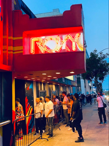 People lined up outside Roxy at Sunset Strip