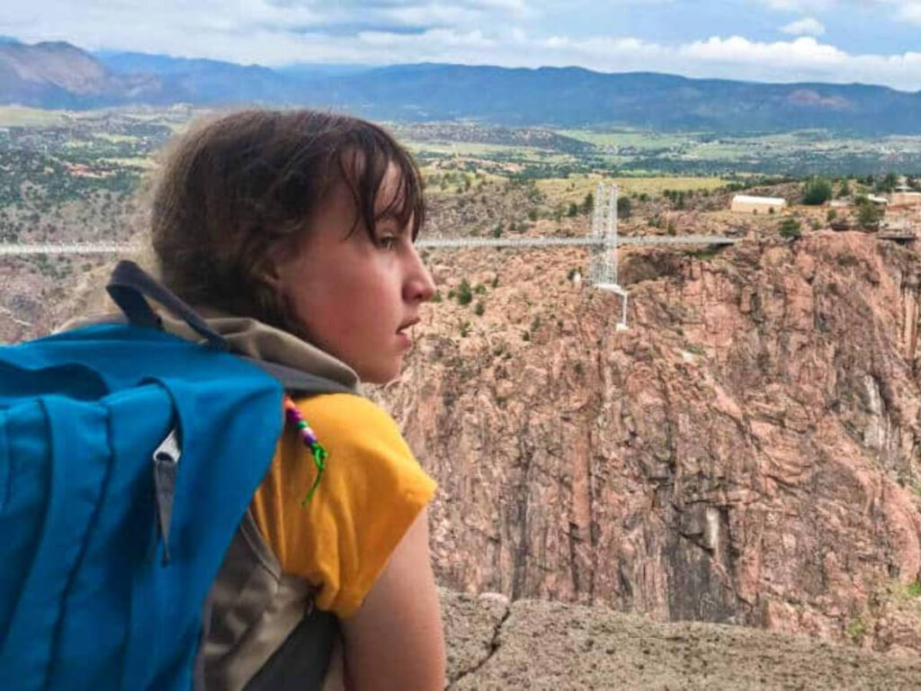The author's daughter admiring the view in Royal Gorge Bridge & Park