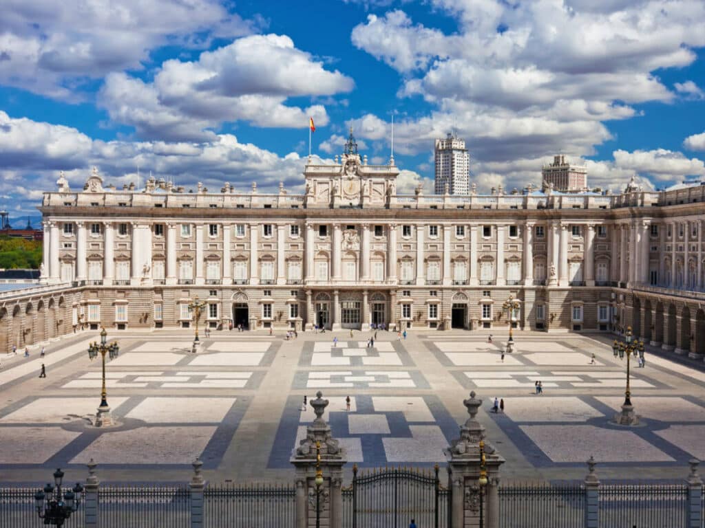 Blue sky over the Royal Palace of Madrid