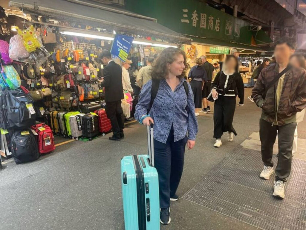 The author Ruthie Walters with her suitcase