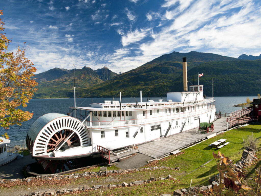 Overlooking view of S.S. Moyie Sternwheeler on Kootenay Lake