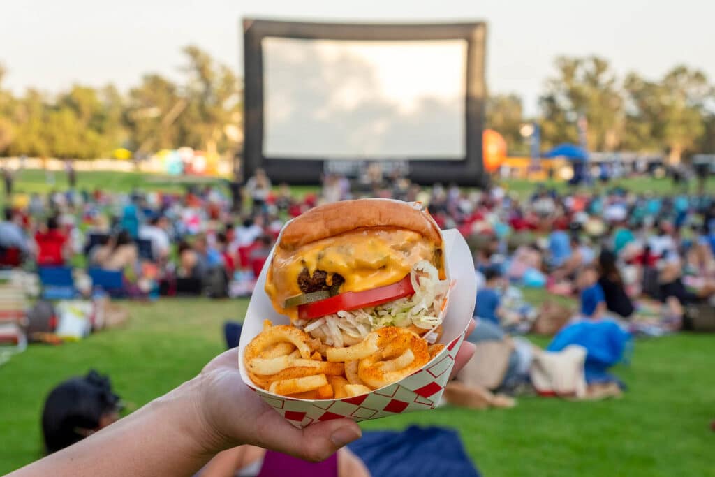 Visitors at Street Food Cinema in Los Angeles, CA