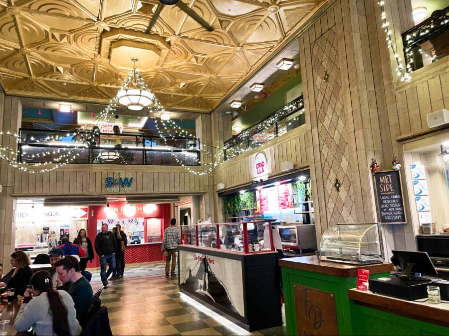 View of people chilling and wandering inside S&W Market