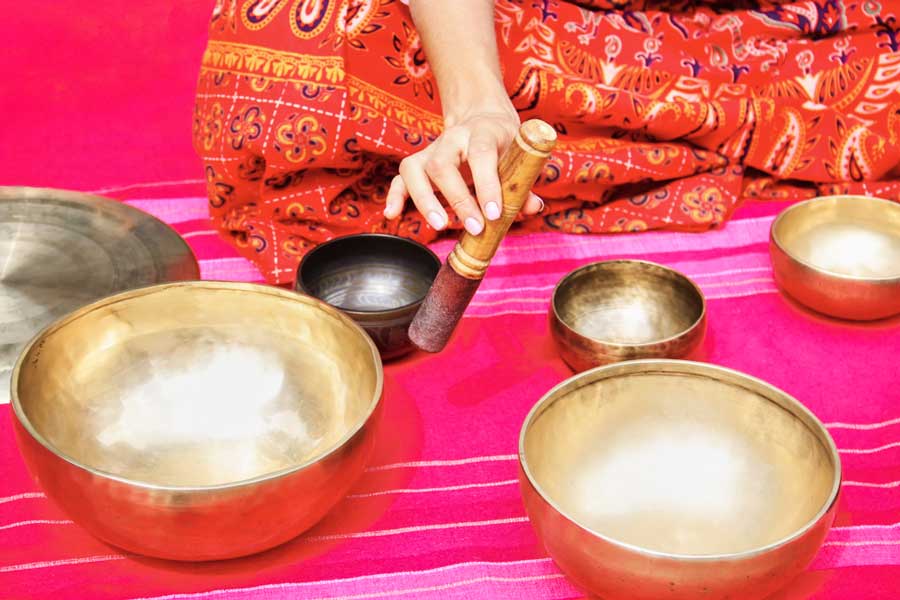 View of a sound healing bowls