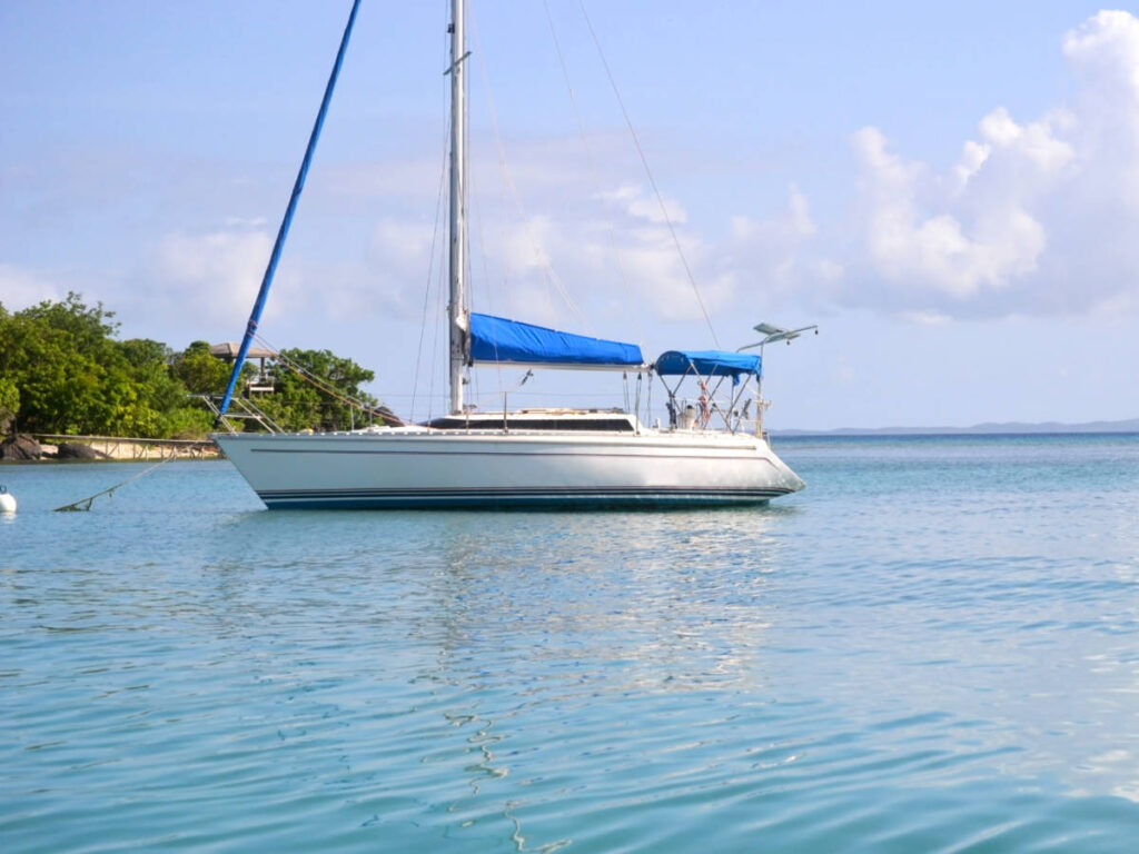 A catamaran sailing on Culebra Island