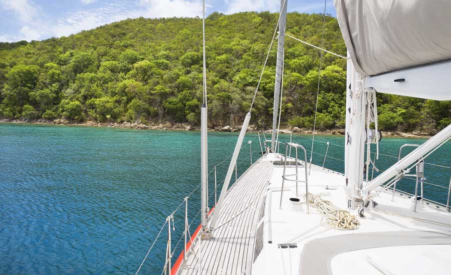 View while on a sailing boat in Cruz Bay