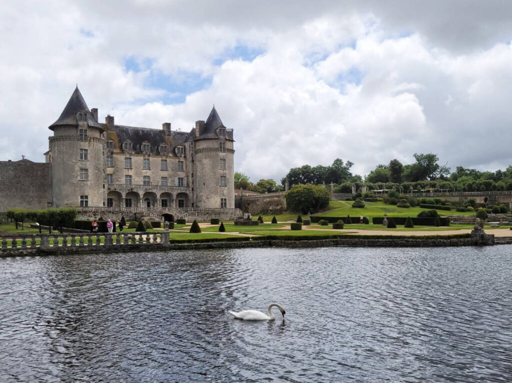 The Castle of Roche-Courbon from the outside in Saint-Porchaire