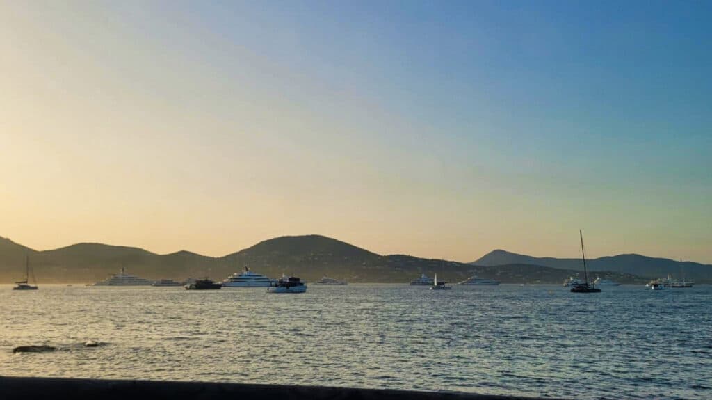 View of the boats sailing along the coast of Saint-Tropez