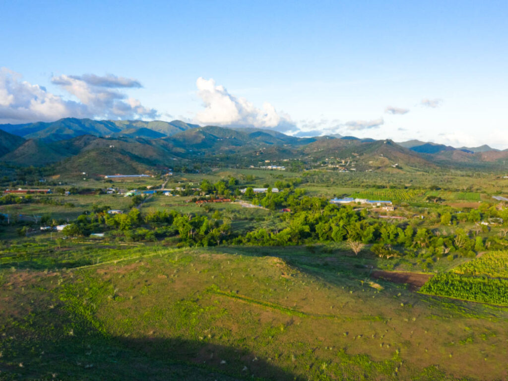 Scenic view of the Salinas valley with town nestled among the mountains