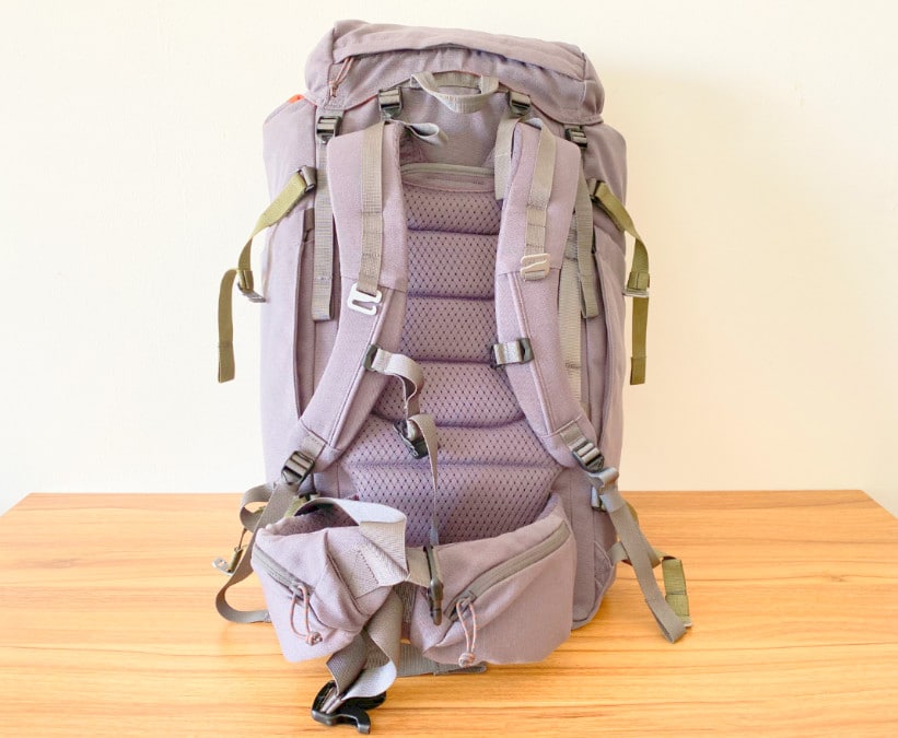 View of the back of the Salkan Mainpack travel backpack