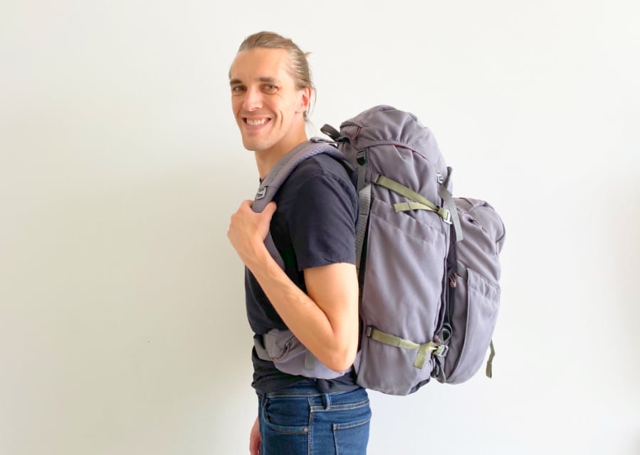 Author of this travel blog with the Salkan backpack