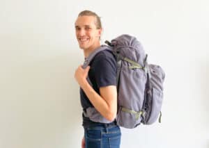 View of the author with two Salkan backpack