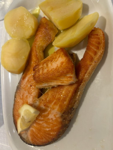 A plate of Fresh salmon from Casa Dias