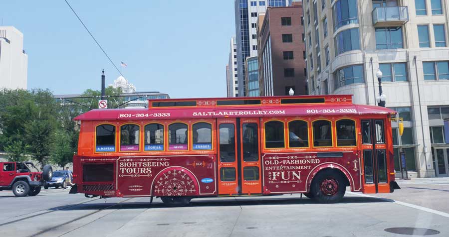 A trolley at the Salt Lake City in Utah