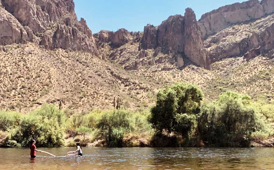 A woman and a girl having fun at the Salt River