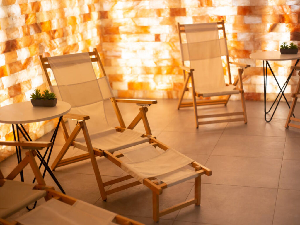 Chairs inside a salt room in Vail