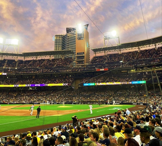 View of a baseball game at Petco Park