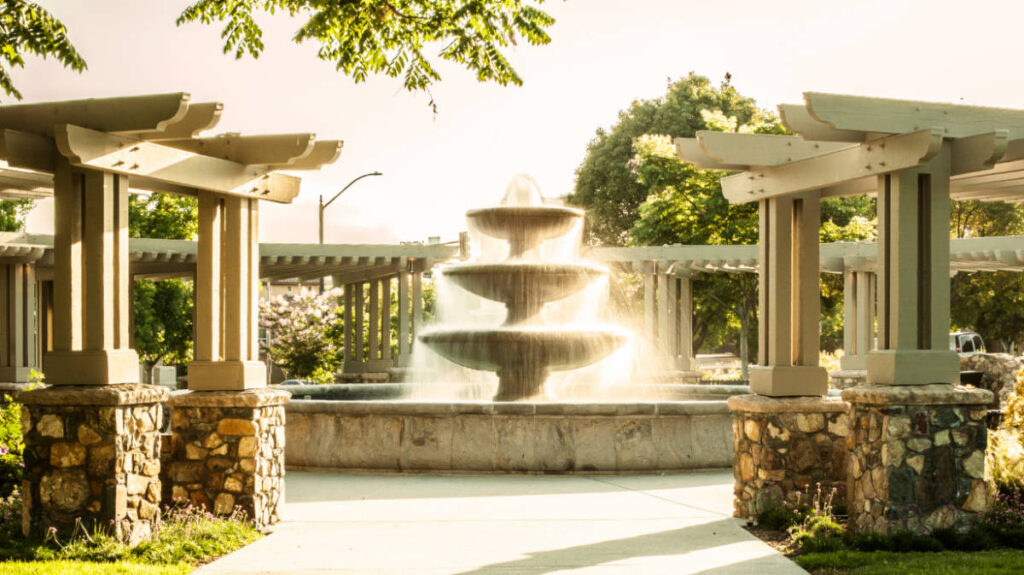 View of water fountain at the San Elijo Hills in San Marcos, California