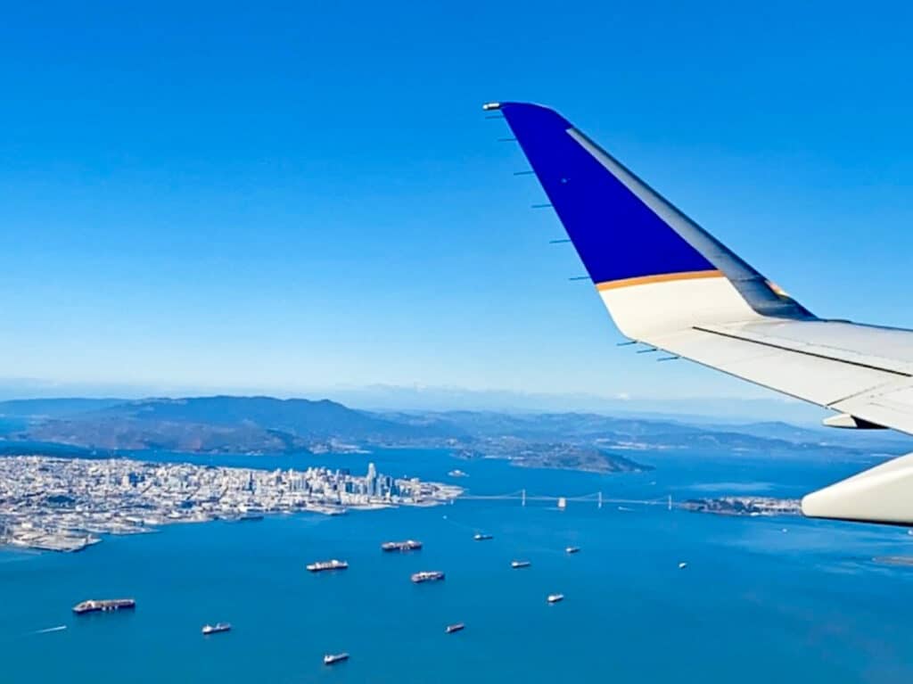 Aerial view of San Francisco from the window of the plane