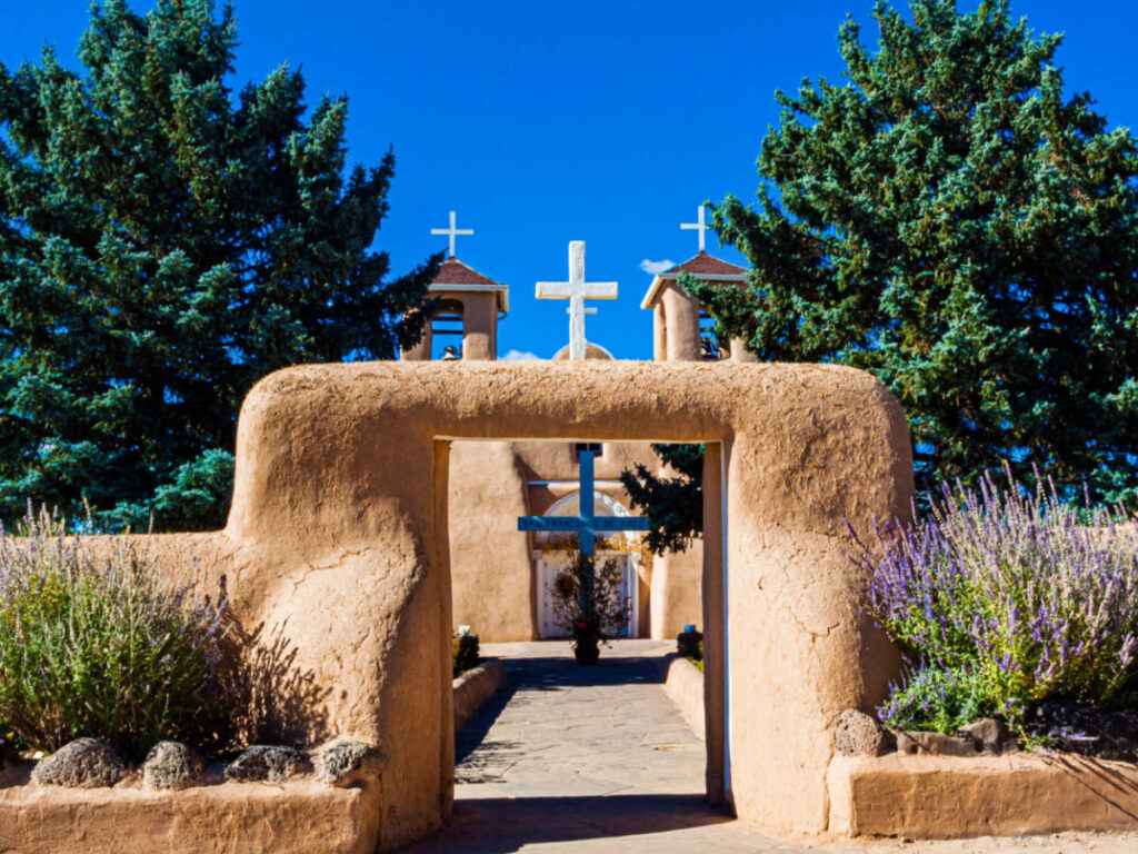 View of the front gate of San Francisco de Asís Mission Church