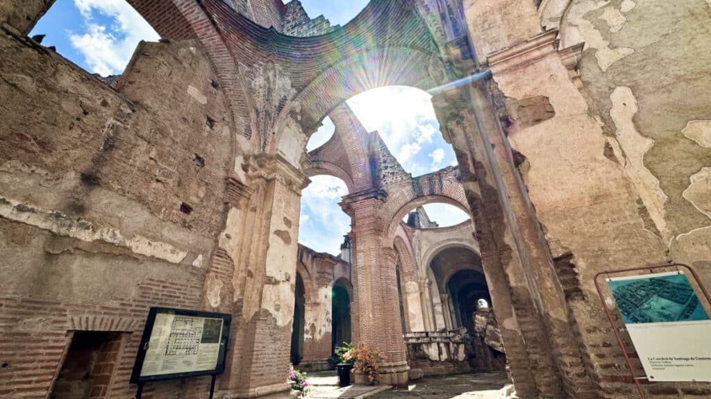 View inside the ruins at San Jose Cathedral on a sunny day
