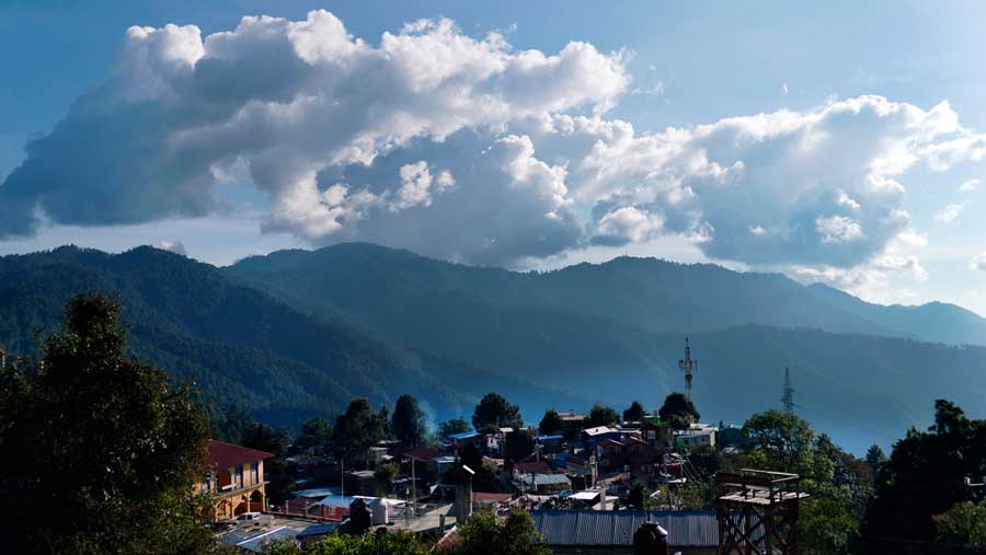 Aerial view of the San Jose del Pacifico and the greenery around
