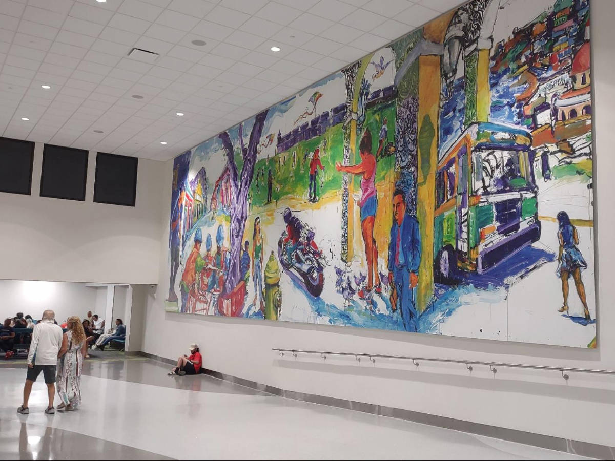 A colorful painting inside the San Juan airport