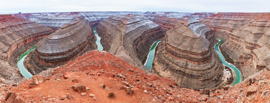 Aerial view of the Goosenecks State Park and San Juan River