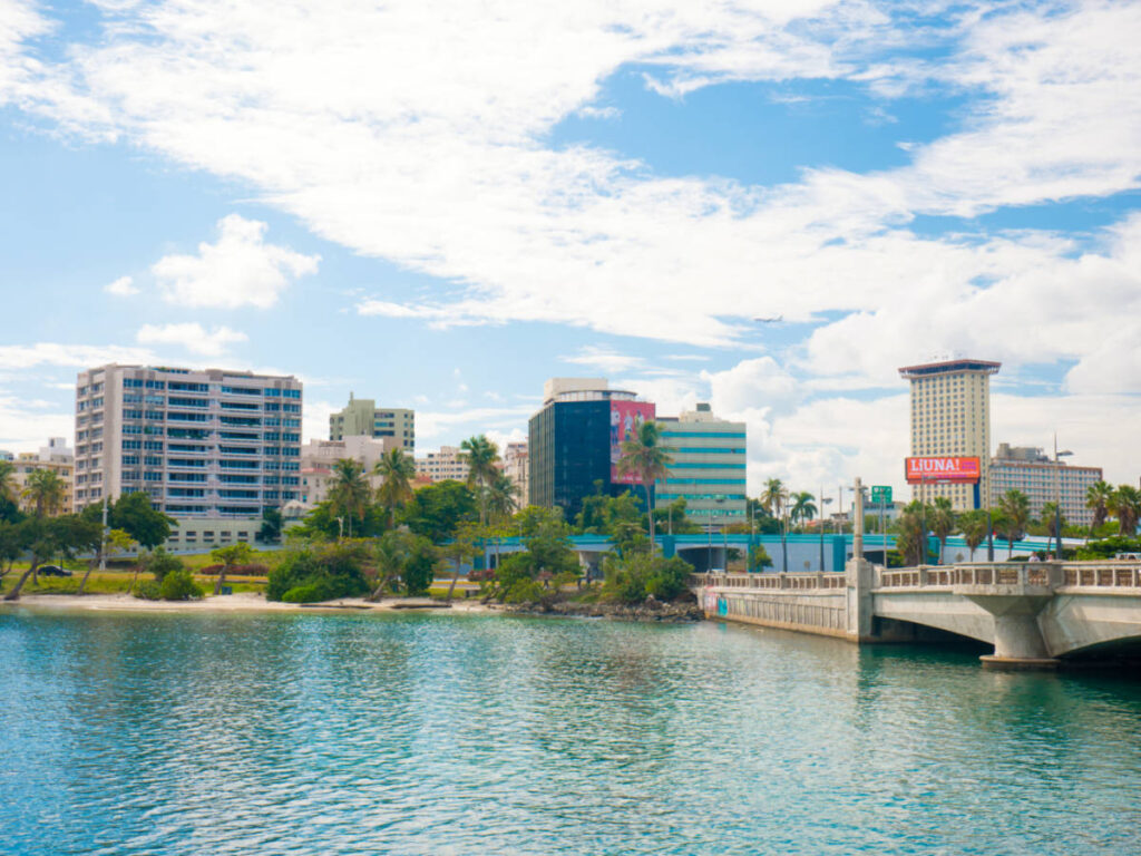 View of the San Juan skyline and the Condado Lagoon