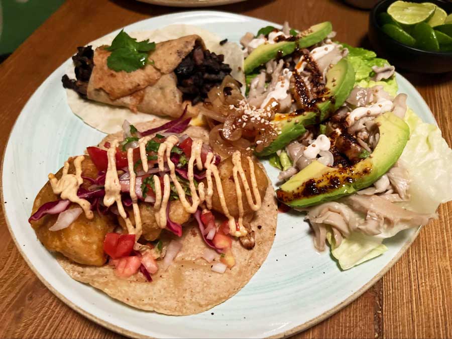 View of Mexican food on a plate