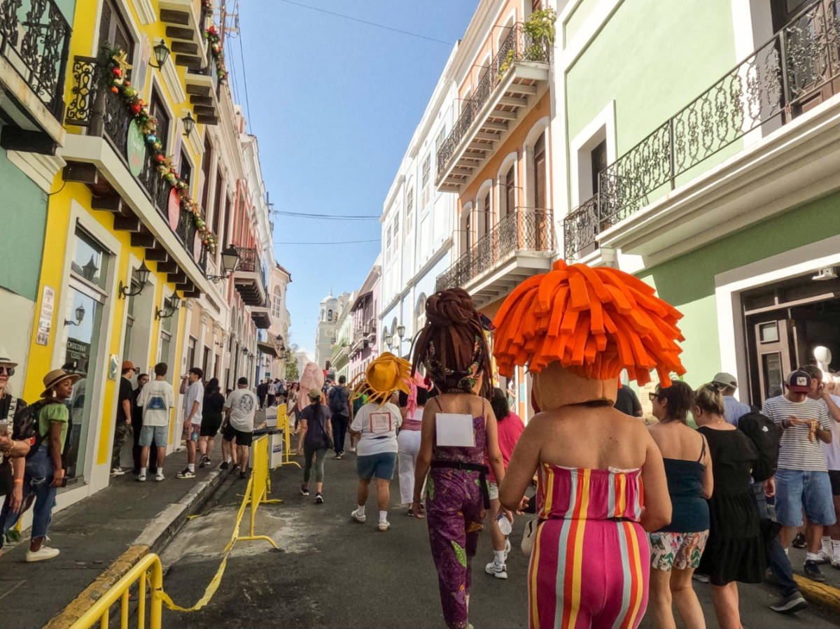 View of the people wearing character costumes at the San Sebastian Street Festival