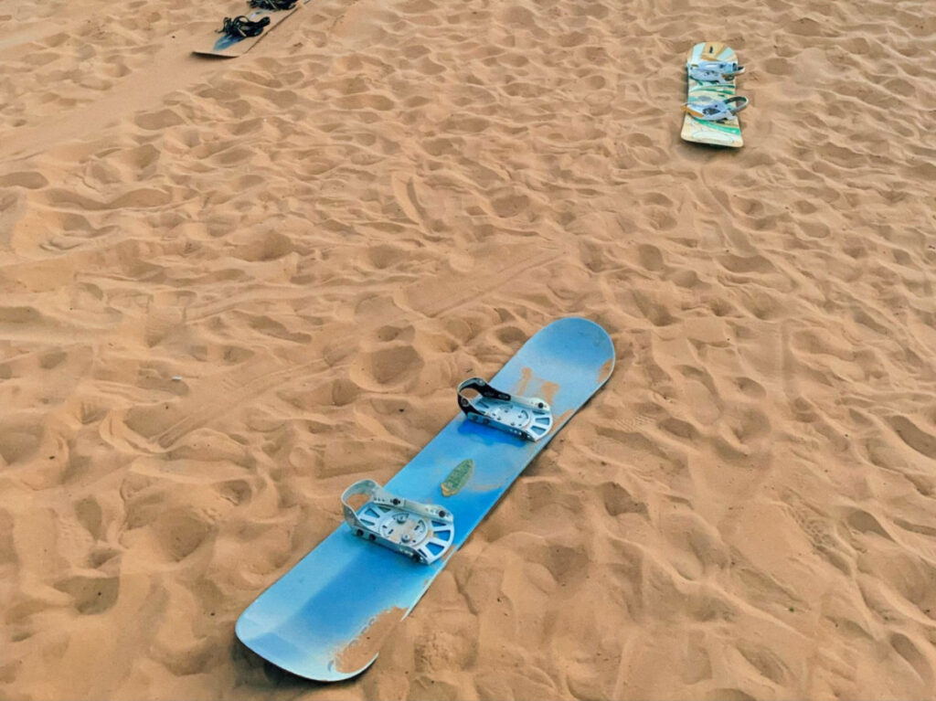 Snowboards in the sand