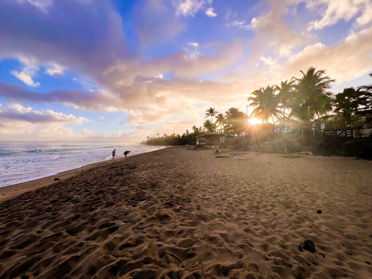 View on the Sandy Beach during sunset