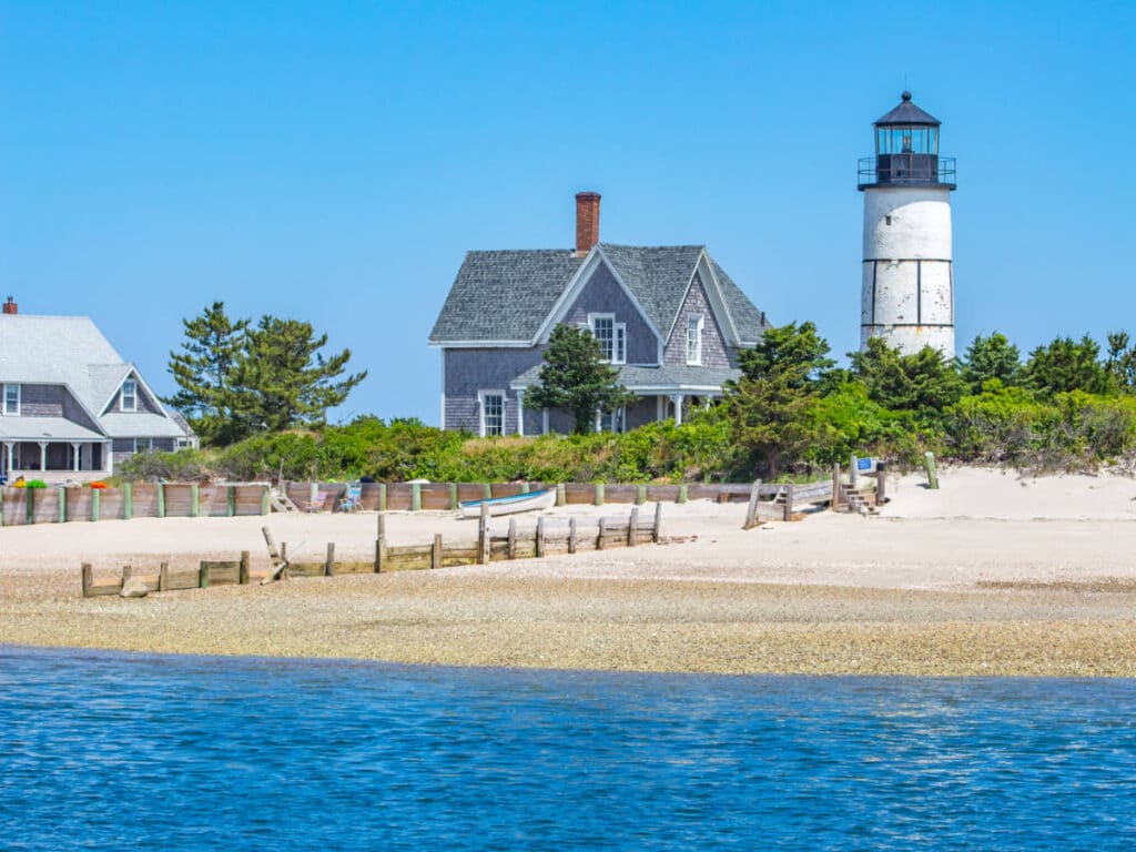 Clear blue sky over the Sandy Neck Lighthouse