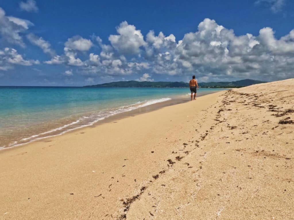 The author, Andrew Bloem strolling at the Sandy Point Beach on St. Croix