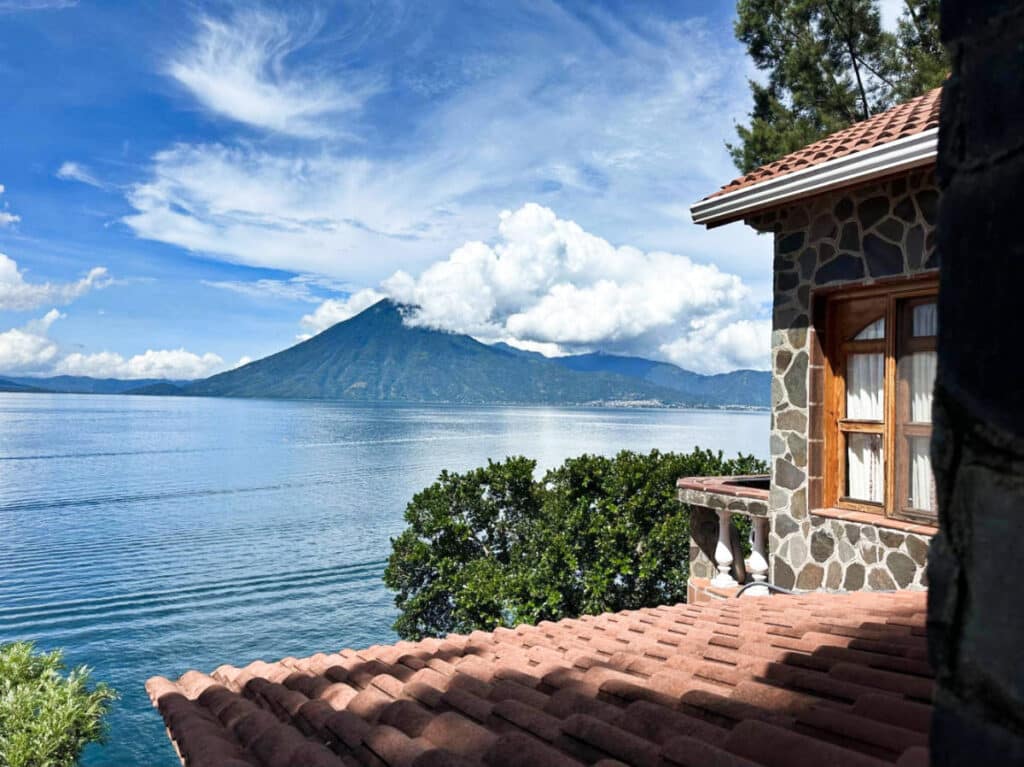 Scenic view of the volcano from Hotel La Casa del Mundo near Santa Cruz La Laguna