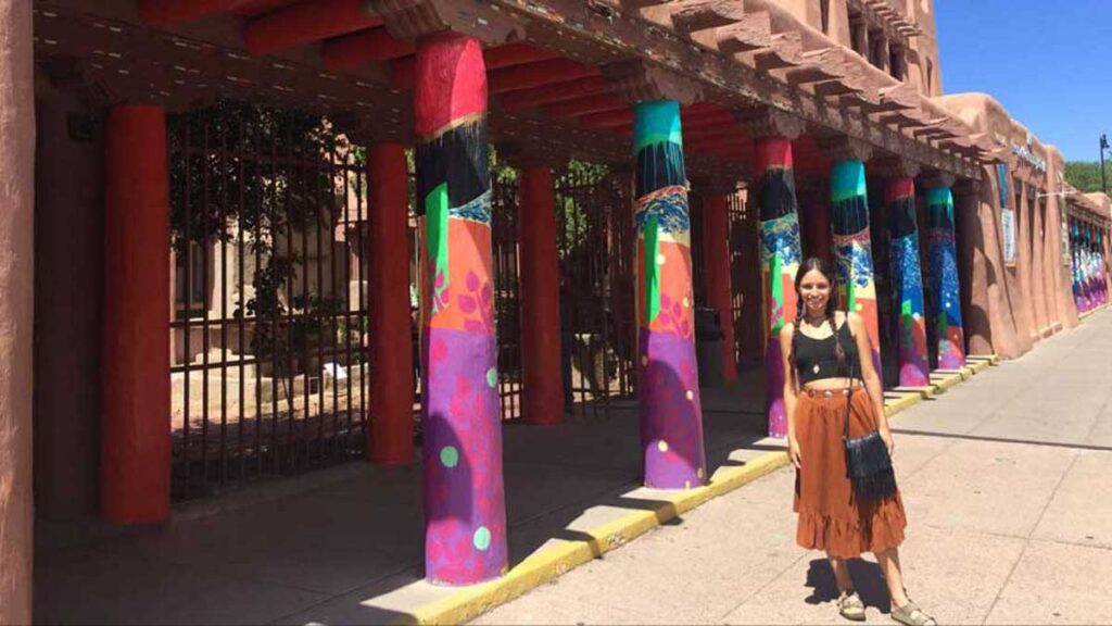The author outside the Museum of Contemporary Native Arts in Santa Fe